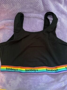 TomboyX Black Bralette with Subtle Rainbow Tab